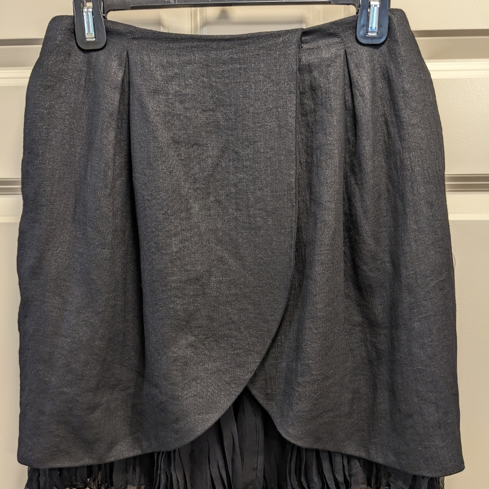 Adam Levine- Black Metallic Sheen Silk Miniskirt- size 4